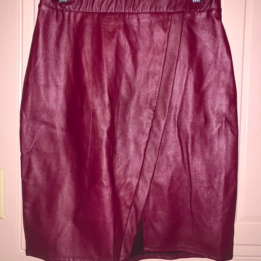 Maroon Leather Skirt